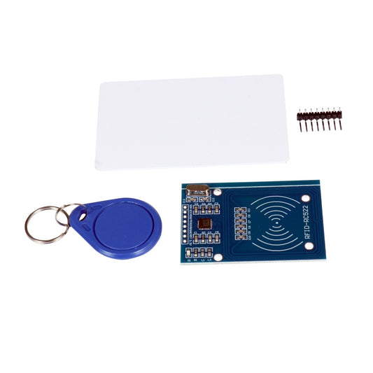 MFRC522 RFID reader module with card and key fob for access control projects