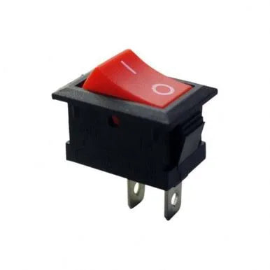 Red rocker switch showing panel mount toggle for power control projects