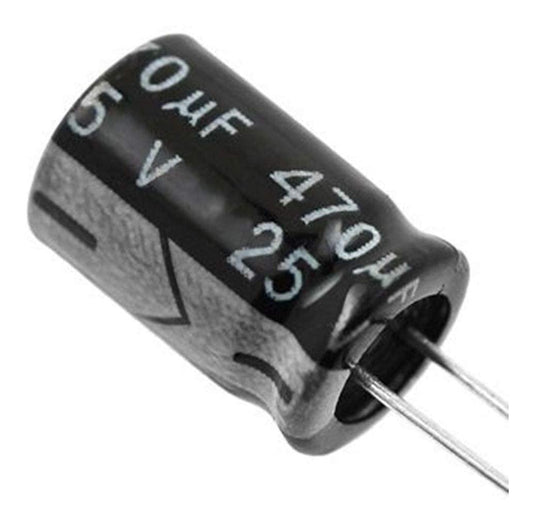 470 microfarad 25V radial electrolytic capacitor low ESR