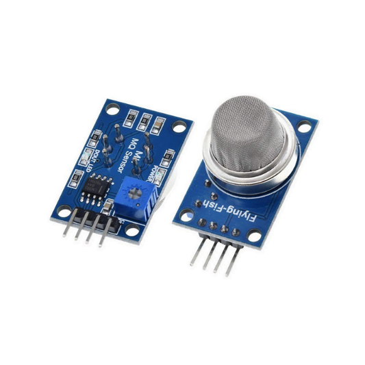 MQ-2 gas sensor module showing sensing element for smoke detector projects