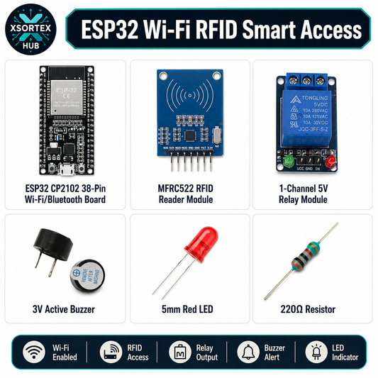 ESP32 Wi-Fi RFID Smart Access Project Combo | ESP32 + MFRC522 + Relay + Buzzer