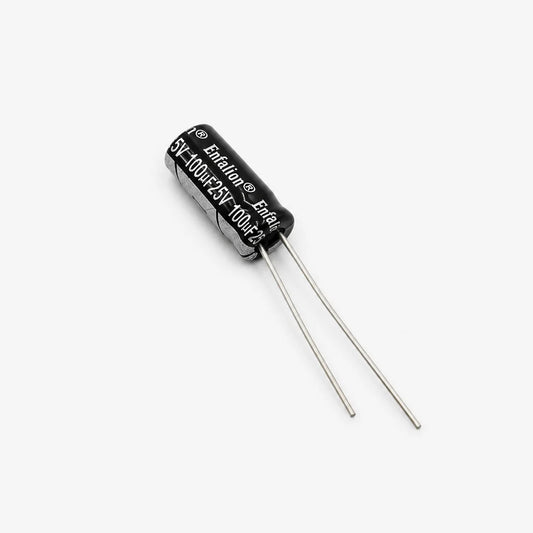 100µF 25V Radial Electrolytic Capacitor Through Hole Low ESR