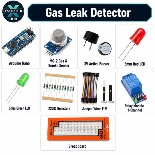 Gas Leak Detector Project Combo | Arduino Nano + MQ-2 Sensor + Buzzer + Relay
