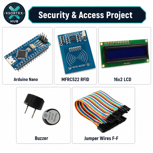 RFID Security & Access Control Project Combo | Arduino Nano + MFRC522 + 16x2 LCD + Buzzer