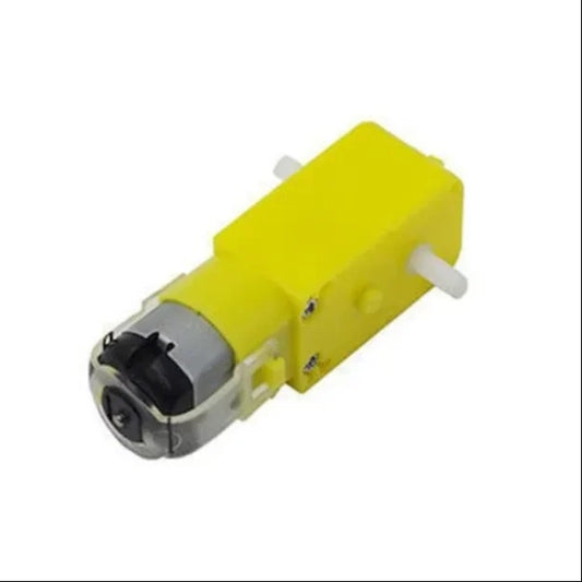 BO geared DC motor showing shaft and mounting holes for robot chassis