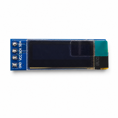 0.91 inch OLED display module 128x32 front view showing screen and header pins