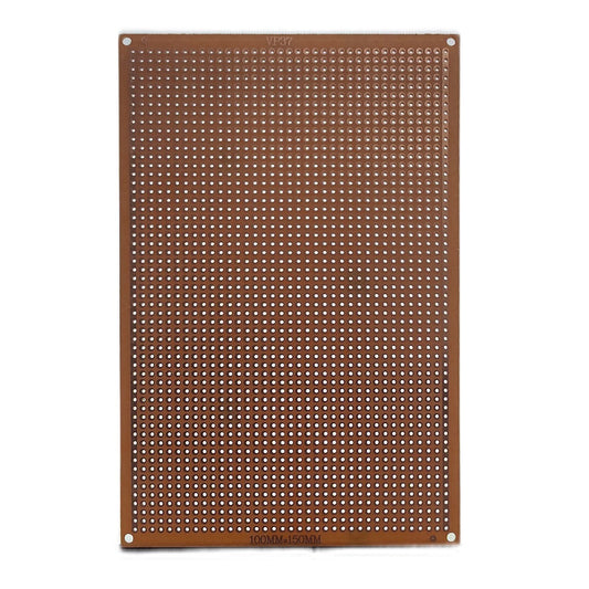 Prototype PCB board showing plated through holes for soldering components