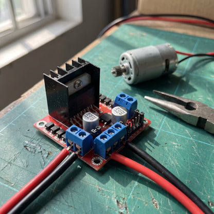 L298N dual H-bridge motor driver module for DC and stepper motor control